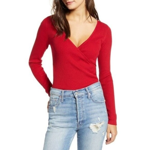 Long Sleeve Wrap Sweater Red Chili 