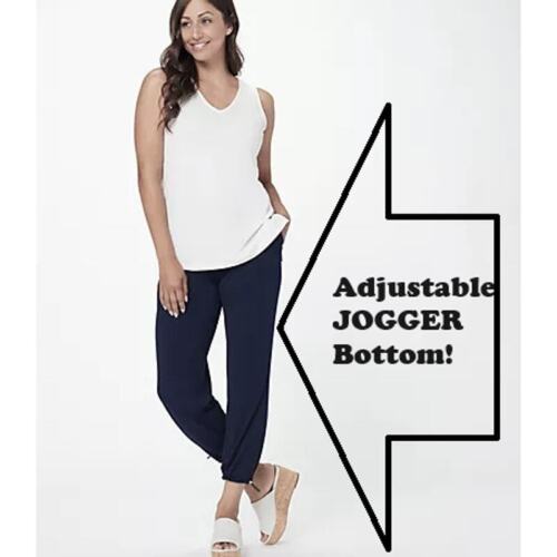 5X PANTALÓN CORTO DE TOBILLO Susan Graver tejido líquido negro jogger QVC NUEVO - Imagen 2 de 11