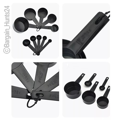 10 Count Set Durable Plastic Measuring Cups & Spoons, Black & White (Pack of 1) - Picture 9 of 11
