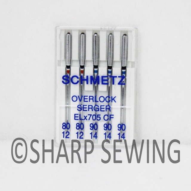 Schmetz ELX705CF Chrome Finish Overlock Serger Sewing Machine Needles 5 Pk