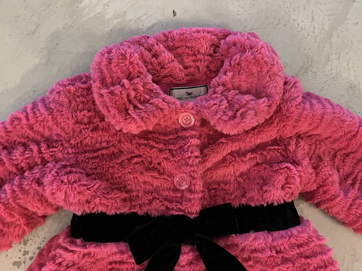 American Widgeon Girls Faux Fur Coat Jacket Size 5 Bright Pink Furry