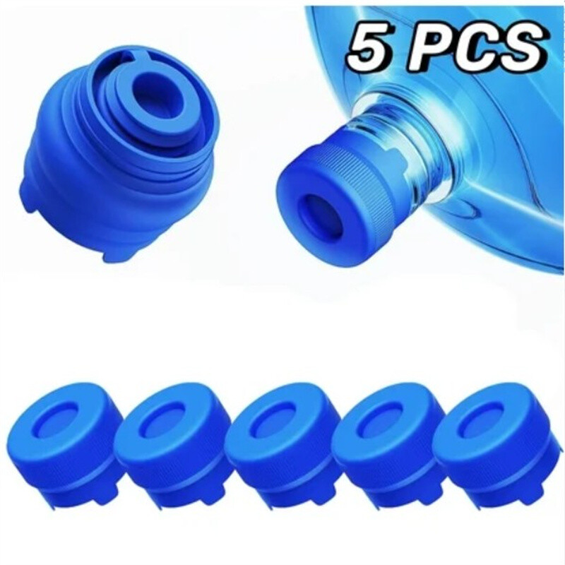 5Pcs Reusable Water Bottle Screw On Cap Non-Spill for 55mm 3-5 Gallon Water Jug