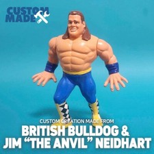 C09 BRITISH BULLDOG & JIM THE ANVIL NEIDHART BODY/OFF  WWF CUSTOM HASBRO FIGURE