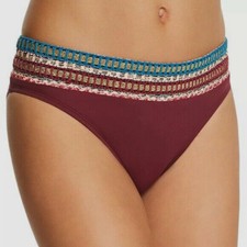  105 La Blanca Women's Red Stretch Stitch Hipster Bikini Bottom Swimwear Size 12