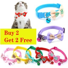 Dog Cat Pet Bowknot Plaid Bow Tie Adjustable Puppy Kitten Necktie Collar W/ Bell