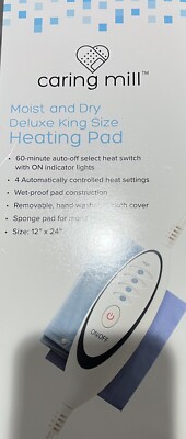 Moist/Dry Deluxe king Heating Pad Caring Mill 12 X14  Removable Cloth Cover