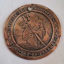 06K6 JOLIE PLAQUE DE VOITURE AUTO SAINT CHRISTOPHE RELIGION SIGNEE B. WICKER