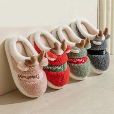 Christmas Shoes Winter Home Slippers Elk Soft Cozy Bedroom Slipper Slip On House