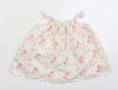 Mini Club Mädchen weiß Blumen Baumwollmischung Tank Kleid Größe 3-6 Monate