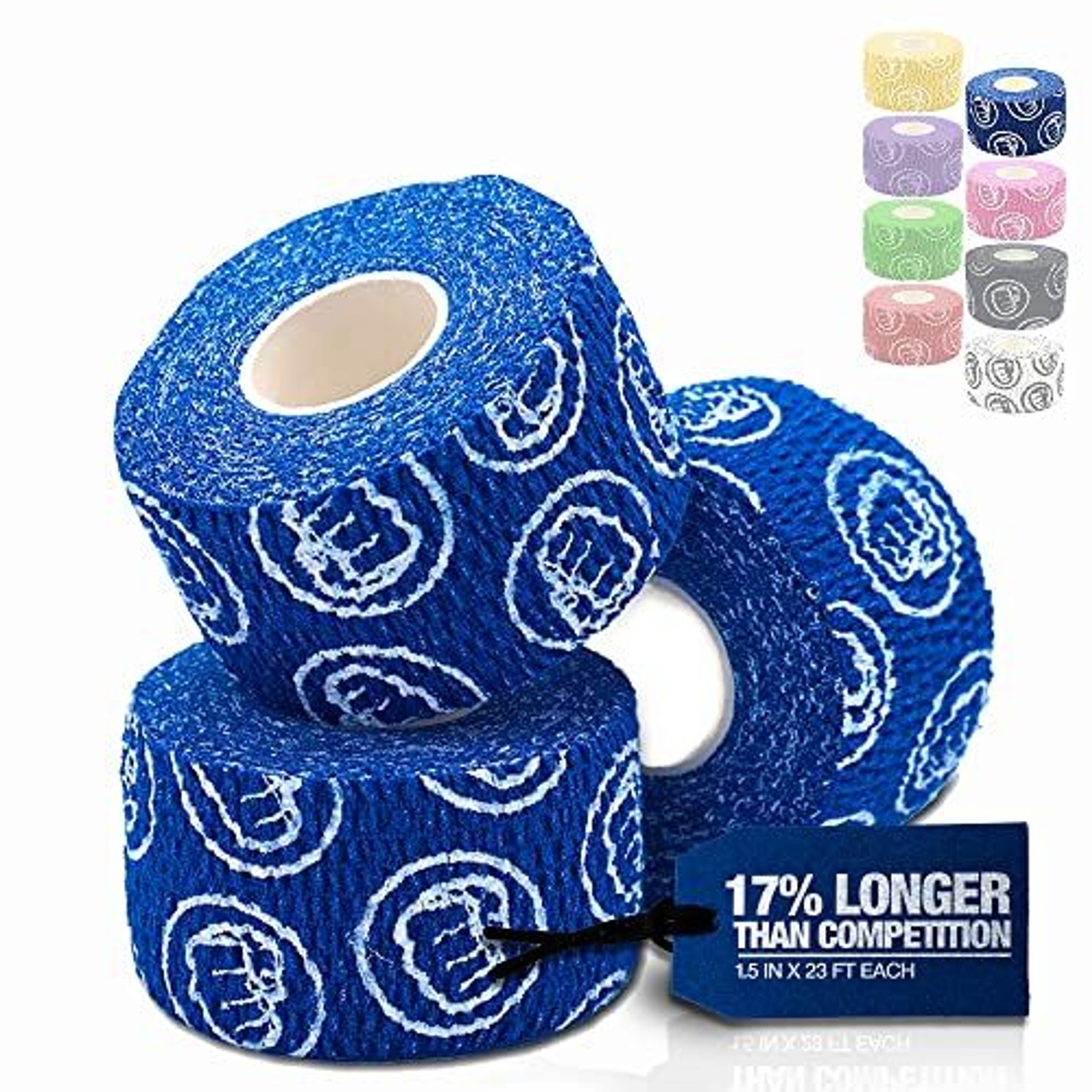 Bulk 3-Pack Weightlifting Hook Grip Tape (23ft Per Roll)- Blue