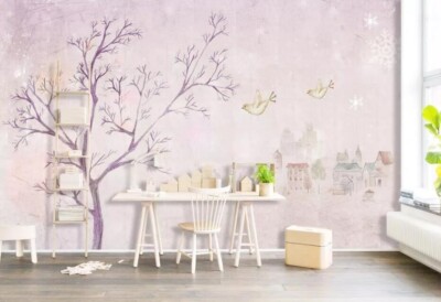 3D Purple Branch ZHUA8843 Wallpaper Wall Murals Removable Self-adhesive Ann 24