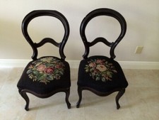 Antique Victorian Maple Side Chair with Floral Needlepoint Seat — listing 4