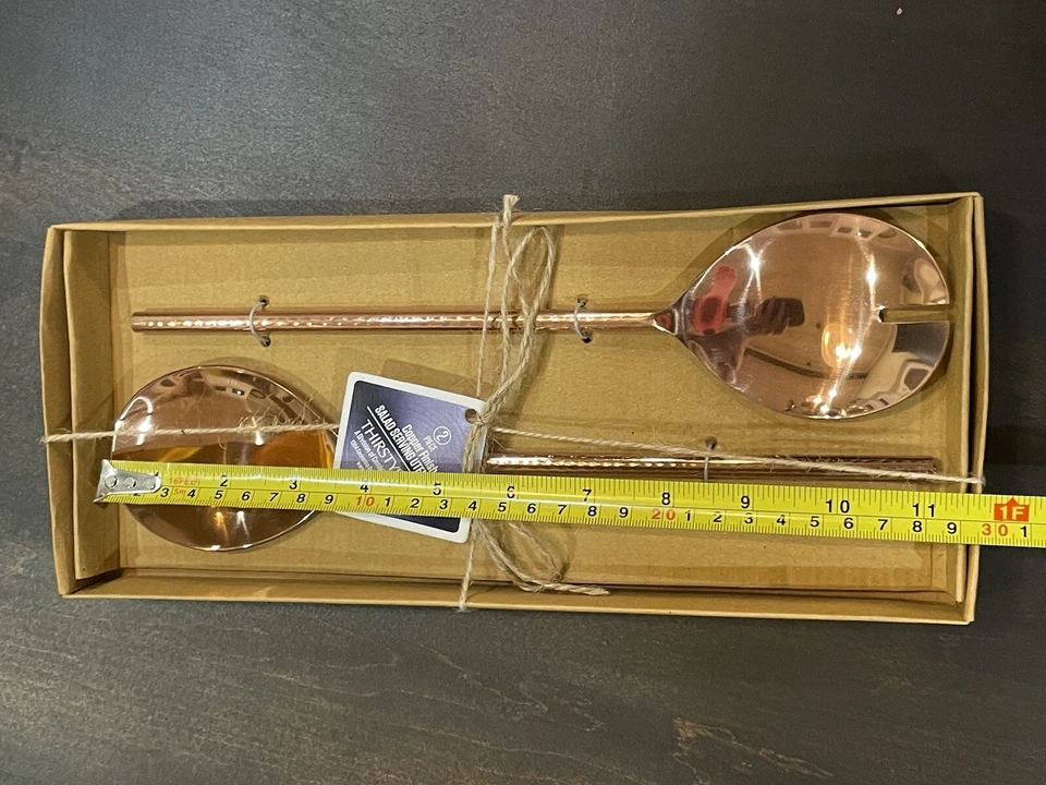 Juego de 2 piezas para servir ensaladas estilo MCM Thirstystone cobre mango largo 11" nuevo 45 Foto 3 de 4