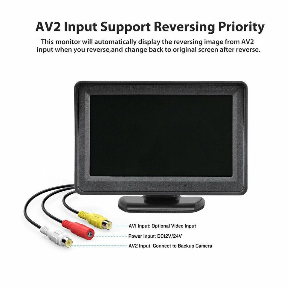 4.3'' Car Monitor Mini Night Vision Reverse Camera Backup Rear View Parking Kit - Image 2 of 4