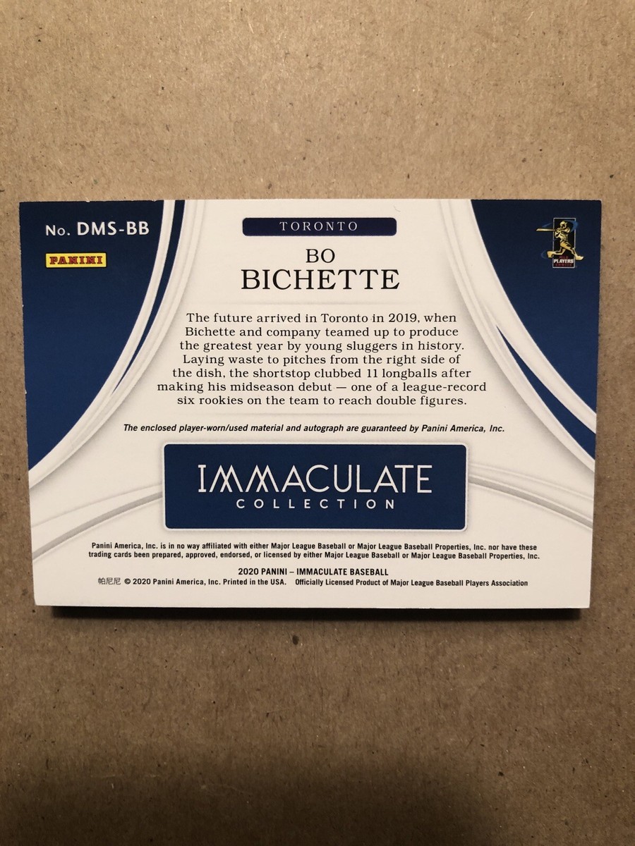 Bo Bichette 1/1 Auto Double Patch 2020 Panini Immaculate