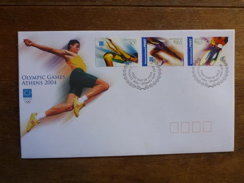 AUSTRALIA 2004 ATHENS OLYMPIC GAMES SET 3 InT RATE STAMPS FDC FIRST DAY COVER