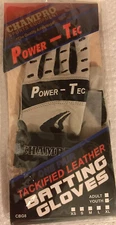 One Pair Champro Power - Tec Premium Leather Batting Gloves Gray Youth Small New
