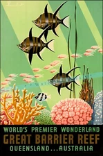 Australia Great Barrier Reef 1936 Vintage Poster Print Retro Style Art Deco