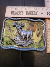 Deer Belt Buckle 3D Style Stag Buck Forest Camouflage Vintage