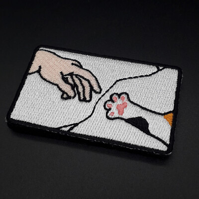 Aufnäher Patch Abzeichen Mensch und Katze Michelangelo Die Erschaffung Adams