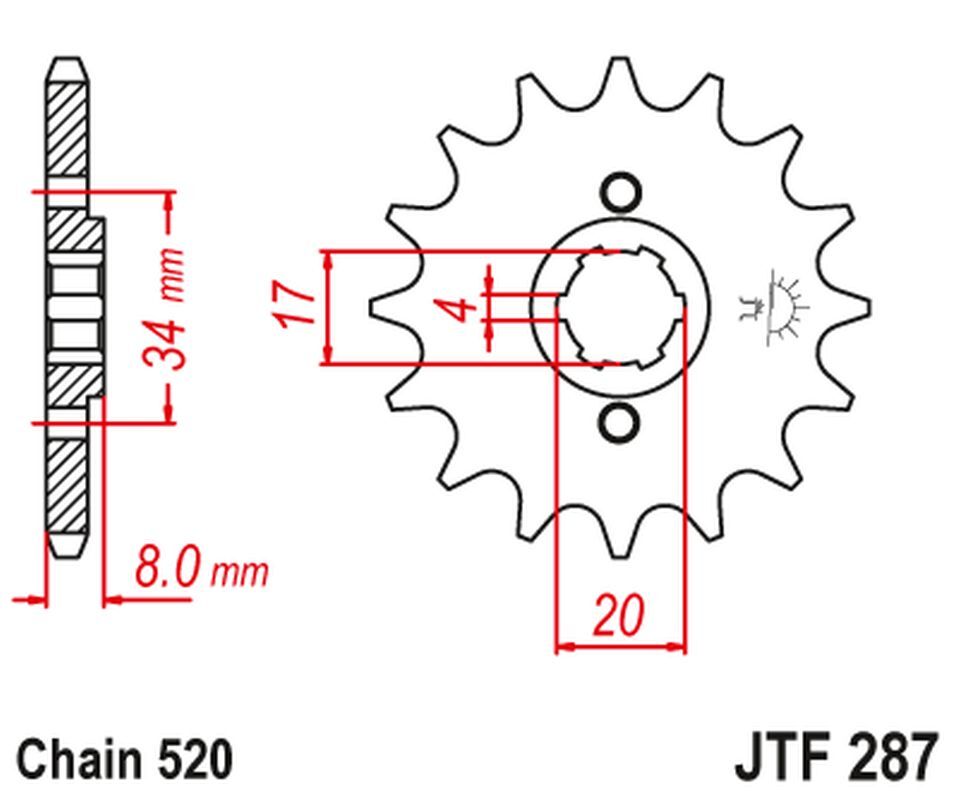 Pignon avant JT 267 15 dents pour moto Honda CRF 230L et XL 250R