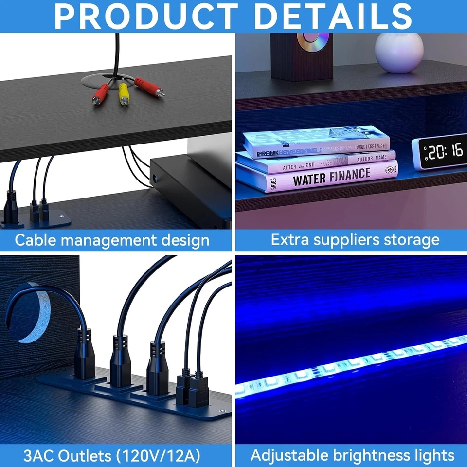 Soporte flotante para TV de 71 pulgadas con toma de corriente LED moderno US NEW - Image 4 of 4