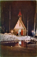 Wilmington New York NY Santas Workshop Chapel Night View  Postcard