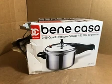 Bene Casa 9.5qt Stove Top Aluminum Pressure Cooker With Sure-Locking Lid Silver