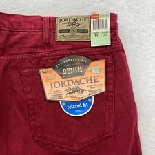 Vintage Jordache Jeans Mens 44x30 Relaxed Fit Tapered Leg Red Denim Western Y2K