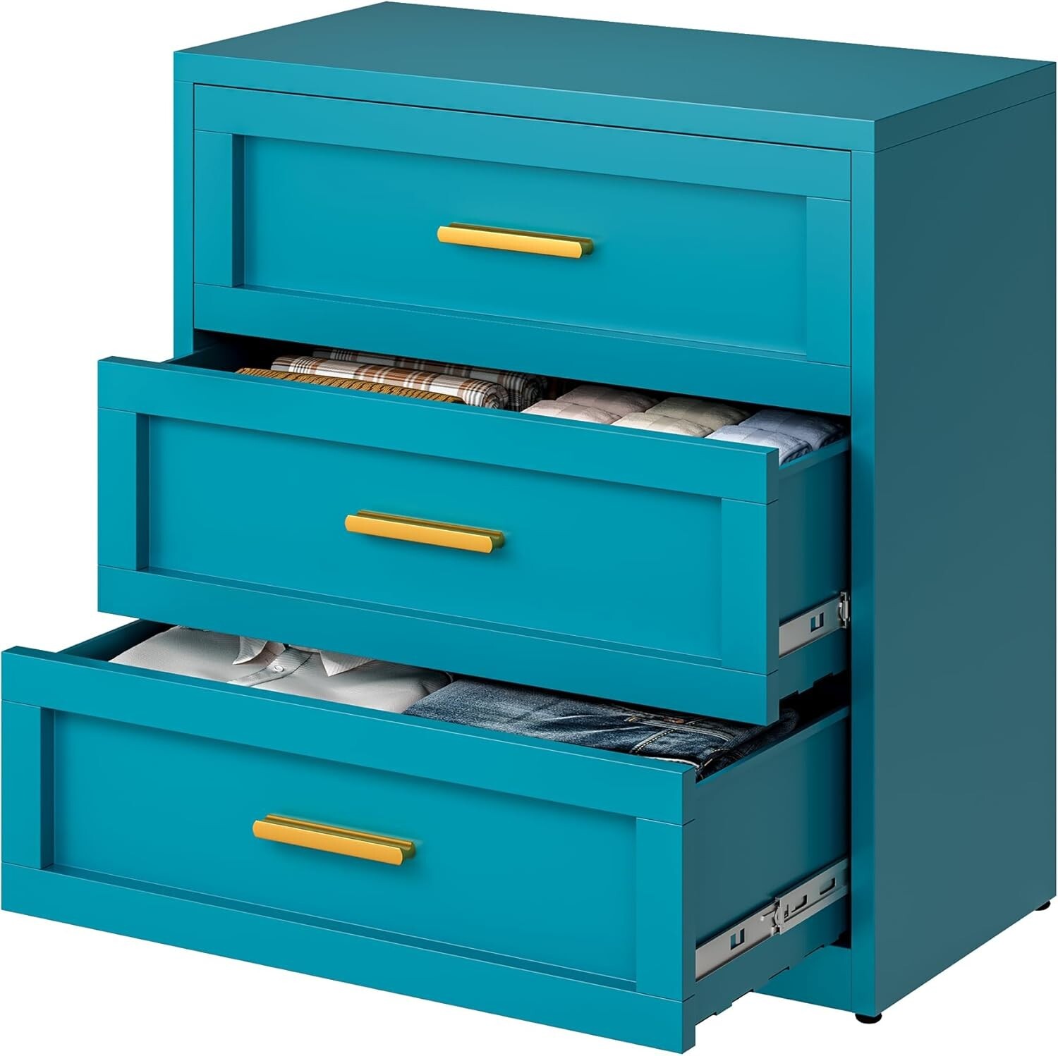 Cofar Peacock blue Cabinet with Drawer, Tall Dresser For Ent