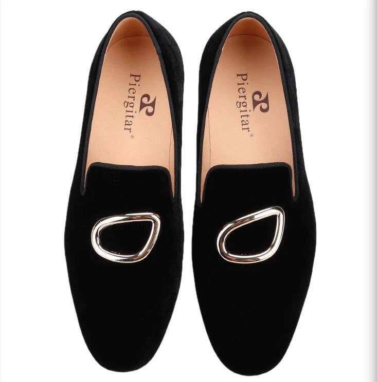 Мужская мода британский круглый носок металлический декор поскользнуться на мокасины вечеринки бархатные туфли - Изображение 3 из 4