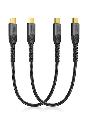 CableCreation 1FT 2pcs USB C Cable Short USB C 60W Fast Charging Braided Type C