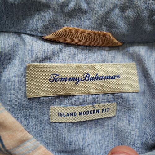 Tommy Bahama Hemd Herren Large orange kariert Leinenmischung Island Modern Fit Travel - Bild 3 von 7