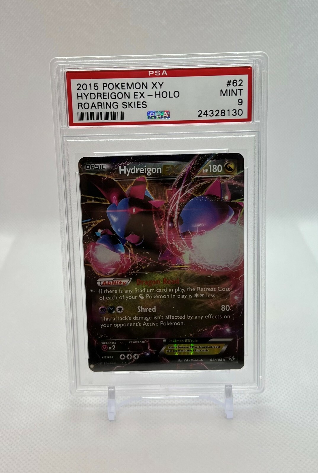 Pokemon Card - Hydreigon EX 62/108 - XY Roaring Skies - Holo - PSA 9 Mint