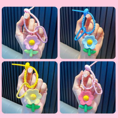 Creative Candy Color Flower Heart Pendant Keychain Cute Small économies Flower Key Ring
