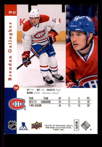 2013-14 SP Authentic 1993-94 SP Retro Premier Prospects #PP23 Brendan Gallagher - Picture 2 of 2