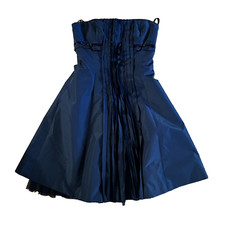 BCBGMAXAZRIA Black Taffeta Beaded Pleat Dress Size 4 Bodycon Mini
