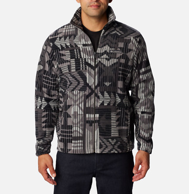 COLUMBIA GREY SHARK PATHWAYS PRINTED STEENS MOUNTAIN FLEECE ZIP JACKET Sz XL