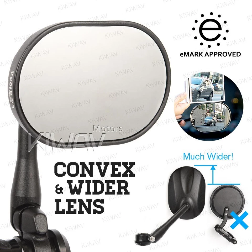 KiWAV Bar End Mirrors Stark Black Heavy Weight M6 Threaded for BMW R1100S - Image 3 of 4