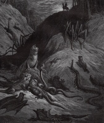 FRAMED 1800s Gustave Dore Woodcut 