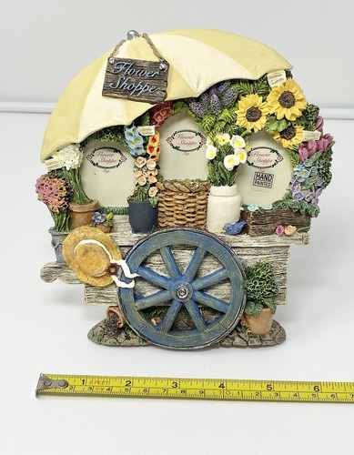 Vintage Flower Cart Picture Frame Resin 3-D Handpainted Cottage Country 1997 - Picture 5 of 18