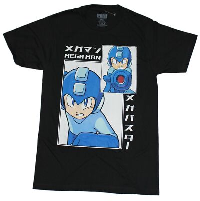Mega Man New Adult T-Shirt  - Serious Kanji Portrait Face Box Image