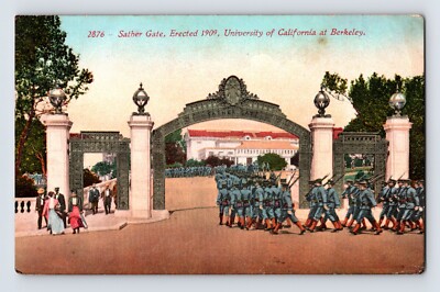 Postcard California Berkeley CA Sather Gate ROTC Drill 1912 Posted Divided Back