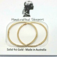 9ct Yellow Gold Sleepers Hinged Earrings Plain 20mm inside diameter -Free Post