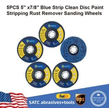 5PCS 5" x7/8" Blue Strip Clean Disc Paint Stripping Rust Remover Sanding Wheels