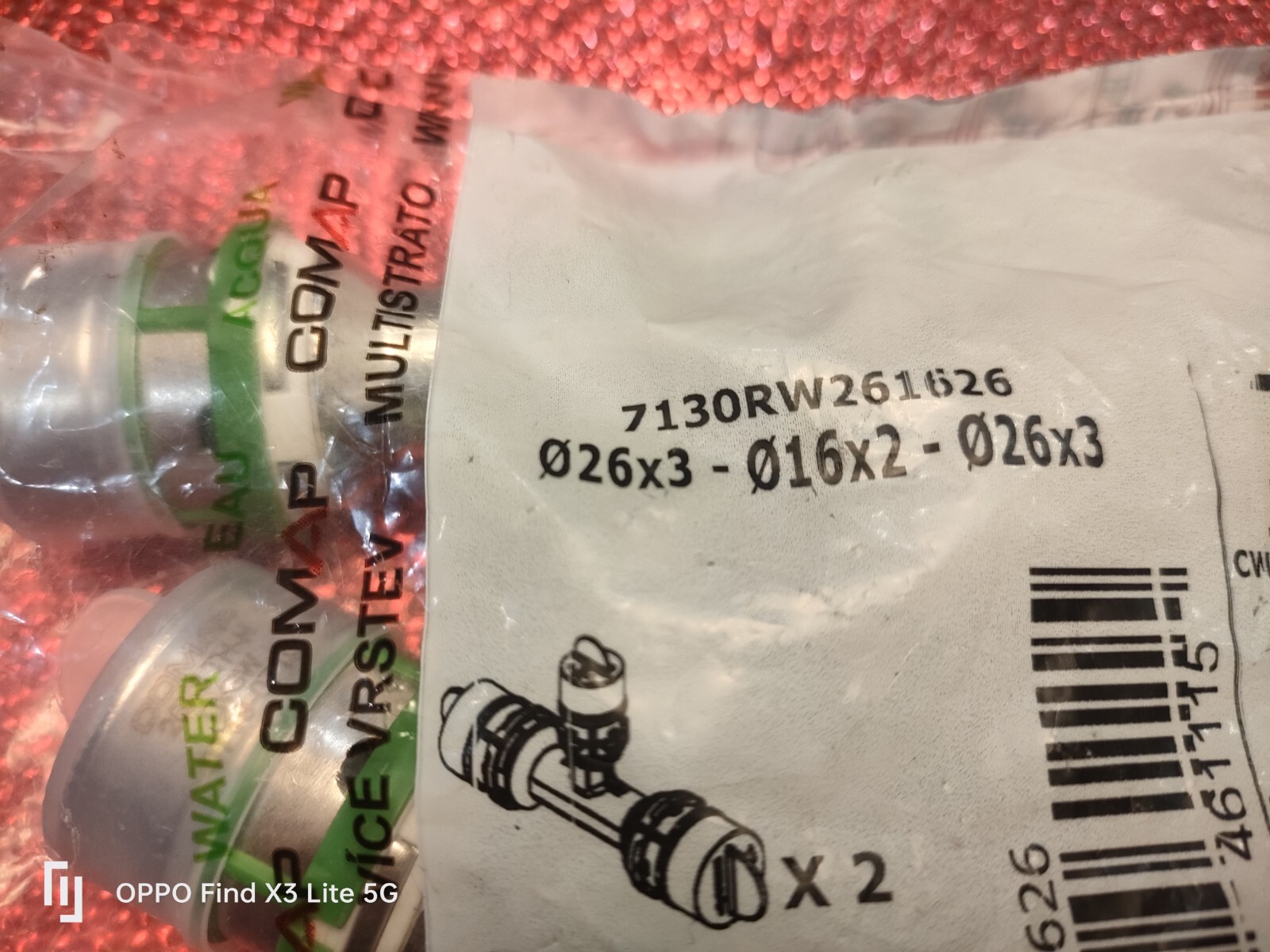 Té comap 7130rw261626 raccord multicouche sertir 26-16-26 mm pack de 2