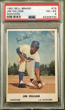 1962 BELL BRAND POTATO CHIPS JIM GILLIAM #19 PSA 4 LOS ANGELES DODGERS