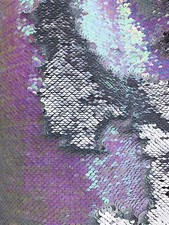 5mm Mermaid Sequins WhitePink Iridescent/Silver Flip Reversible fabric By yard