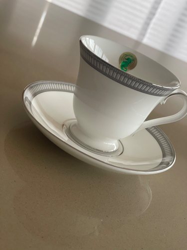 Brand New Set of Dozen Waterford Carina Platinum Teacups and Saucers - Picture 3 of 7