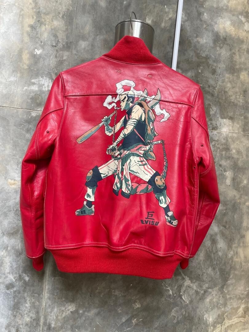 Authentic EVISU A1 monogram exhibitionist hand painted leather